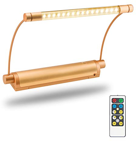 HONWELL Bilderleuchte LED Batteriebetrieben Wandleuchte mit Fernbedienung Uplight, Drehbare Lichtköpfe mit Timer-Dimmer, Kunstlichter für Gemälderahmen Wandspiegel Artwork