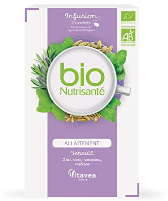 BioNutrisanté - Infusion Allaitement BIO 100% naturelle - 20 sachets - Lactation et Relaxation - Fenouil, Anis vert, Verveine, Mélisse - Vitavea