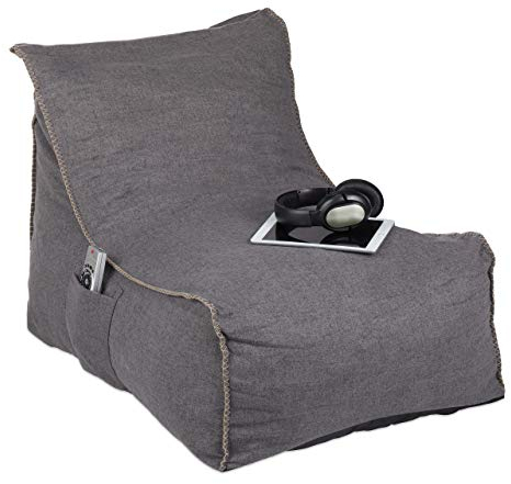 Relaxdays Sitzsack mit Lehne, XXL Bodenkissen Erwachsene, weich, Indoor, Schaumstoff Füllung, Riesensitzsack, grau