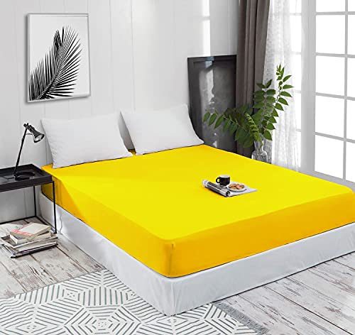 Mixibaby Spannbettlaken Jersey Spannbetttuch 100% Baumwolle Bettlaken Spannbettuch Laken 28 Farben, Größe:70 x 140 cm, Farbe:Gelb