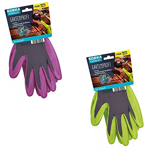 EDEKA Garten Profi Arbeits Handschuhe Gr M 8 Lila Grün Nitril rutschfest latexfrei (sortiert)