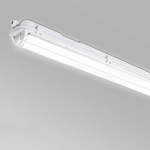 Daromigo 150CM Wannenleuchte 24W LED Feuchtraumleuchte Kaltweiß Leuchtstoff lamp Wasserdicht IP65 Tageslicht Werkstatt Leuchten (2 Stücke LED Röhre T8)