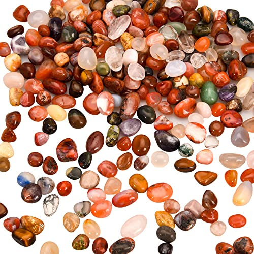 Geviro 100 Pieces Decorative Stones Succulent Plant Stones Pebbles Crystal Agate Stones Tumbled Stones Polished Crushed Crystal Chips for Garden Flower Pot Landscaping Fish Tank Decoration