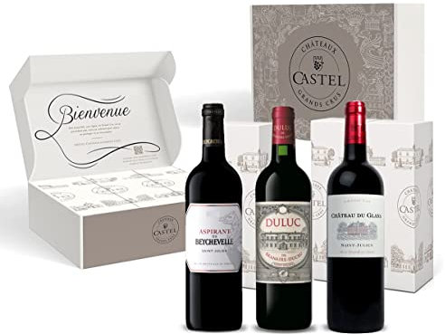Coffret Cadeau - Vin Rouge - Coffret Découverte Vins de Saint Julien : Aspirant de Beychevelle – Duluc de Branaire Ducru - Château du Glana - 3x75cl