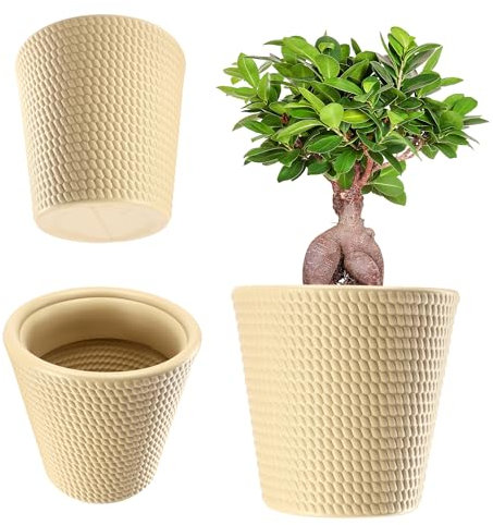 KADAX Blumentopf, Blumenkübel aus Kunststoff in 3 Farben, Pflanzkübel, witterungsbeständiger Blumenkübel mit Mattoberfläche, Outdoor-Pflanzkübel (Creme ø 35cm)