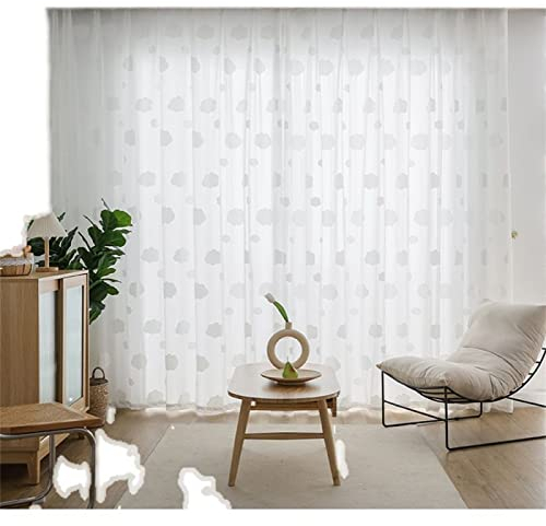 Voile Gardinen Vorhang Gardinen Transparent , 2 Stück Gardinen Vorhänge Vorhang Blickdicht mit Ösen Wohnzimmer Schlafzimmer Stores Küche - Weiße Wolken(B140 x H240cm)
