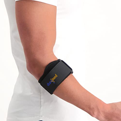 Dunimed Tennisarm Bandage - Universalgröße- Ellenbogenbandage - Golferarmbandage - Ellenbogen-Sportspange - Reduzierung der Unterarmmuskulatur-Belastung - Schwarz