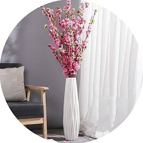 Vaso da Terra Bianco, Grande Vaso Decorativo in Ceramica per Il Soggiorno, Portafiori Alto per L'arredamento della Casa Composizione di Fiori Secchi (Color : Bianca, S : 45cm)