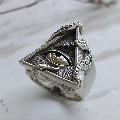 XJruixi Vintage Octopus adsorption All Seeing Eye Ring Cool 316L Stainless Steel Biker Ring Men Women Masonic Ring Jewelry Wholesale