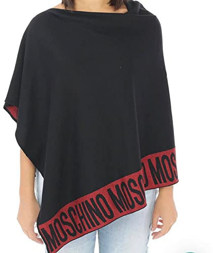 Moschino Poncho schwarz/rot, Schwarz und rot, Einheitsgröße