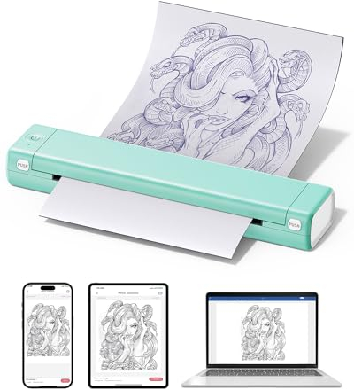 Phomemo M08F Tattoo Drucker Thermodrucker Tattoo Transfer Bluetooth Stencil Drucker mit 10 Stück Tattoo Transfer Papier für Tattoo Künstler Kompatibel mit Smartphone & PC