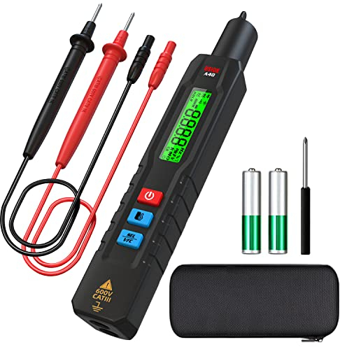 BSIDE A40 Testeur de Tension Électrique avec Thermomètre Infrarouge Stylo Détecteur de Tension Sans Contact Mutimètre Automatique avec VFC et Étui