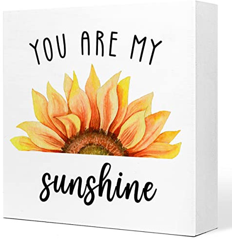 Sommer-Schreibtisch-Dekoration, inspirierendes Holzschild mit Aufschrift You Are My Sunshine, Schreibtischdekoration, rustikale Sonnenblumen-Holzblock-Schild, Schreibtisch-Dekorationen für Sommer,
