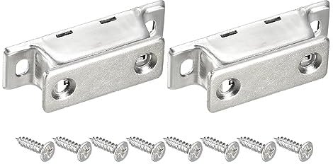 QUARKZMAN 2 Set Magnetisch Tür Schnapper Edelstahl Schranktür Verschlüsse 2.05 Kleiderschrank Verriegelung für Haus Küche Schrankmöbel Türen Silber