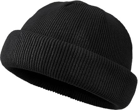 Croogo Strickmütze, Docker-Mütze, Wintermütze, randlos, mit gerollter Manschette, Hafenmütze, Swag, Fischer, Leon, Vermieter-Hüte, Ddth02, Schwarz, Einheitsgröße