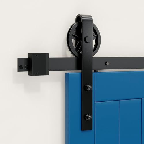 SKYSEN Juego Completo para Puerta Corredera 183cm Rueda Corredera Grande para Sistema de Puerta Corredera con riel de suelo riel de deslizamiento perfecto sistema de puerta interior que ahorra espacio