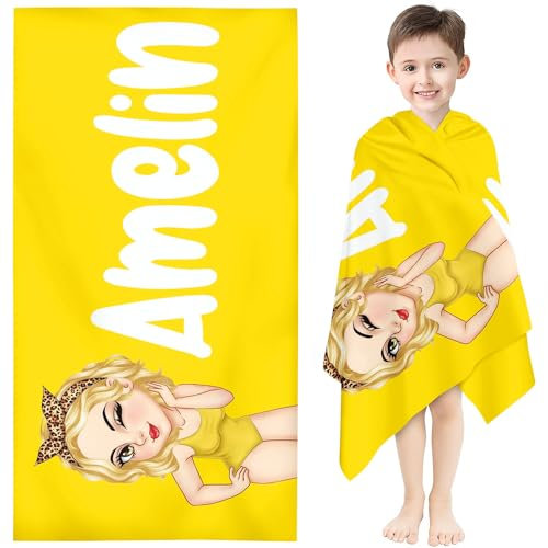 Fadaing Personalisiert Strandtuch Mit Namen, Personalisierte Mädchen Handtuch Badetuch Mit Namen Mikrofaser Strandtuch Groß 100x200cm Badetuch Für Strand Sauna (3,60 x 120 cm)