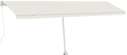 Balkonmarkise Terrassenmarkise Garten Markise Standmarkise Einziehbar Handbetrieben 600x300 cm Cremeweiß für Terrasse