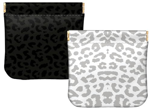 BHAHB 2PCS Porte Monnaie Femme,Petite Pièce de Monnaie pour Homme,PU Porte-Monnaie Portable,Cute Coin Pocket utile pour Les Femmes (I5-Imprimé léopard)