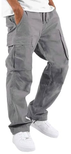 Digralne Pantalones Cargo Hombre Pantalones de Trabajo de Algodón Pantalones Casuales para Exteriores Pantalones Ranger Cordón Cintura Elástica