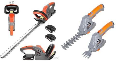 Terratek Cordless Hedge Trimmer 20V 1HR Fast Charge 51cm (510mm) Cutting Length & 2 IN 1 7.2V Cordless Hedge Trimmer Shear Built in Lithium Ion Battery