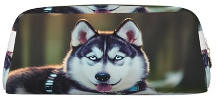 WURTON Federmäppchen mit Husky-Hunde-Aufdruck, Make-up-Tasche, Federmäppchen mit Reißverschluss, großes Büro, Reisen, Erwachsene