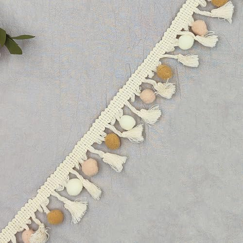 WANYIG Pompom Borte und Bänder zum Nähen Quastenborte Bommelband Bommelborte pompom band Fringe Ribbon für Sofas Stoffdekoration Nähen Basteln Vorhänge Kleidung(A#, 3M)