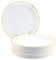 MATANA 50 Platos de Plástico Blanco Premium con Borde Dorado, 26cm - Elegantes, Resistentes y Reutilizables - Bodas, Cumpleaños, Bautizos, Navidad, Barbacoas, Fiestas