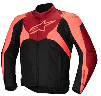 Alpinestars T-Jaws V4 wasserdichte Motorrad Textiljacke, schwarz/rot/fluo-dunkelrot, L