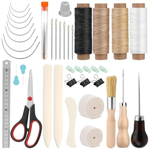 Wankon - Set di 41 rilegature per libri, rilegatura a libro, 3 pezzi, gamba piegata, strumenti per rilegatura a libro, filo cerato, punteruolo per rilegatura fai da te