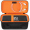 Canboc Carrying Case for JBL Flip 7/6/5 Waterproof Portable Bluetooth Speaker, Mesh Pocket fit Cable, Black+Orange(Case Only)