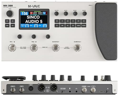 M-KVIVE MK-300 Guitar Multi-Effects Processor Pedal with 320+ Effects,160 Presets,Looper, Expression Pedal, Drum Machine,MIDI Port, IR Loader,Neural Network Modeling,Guitar/Bass