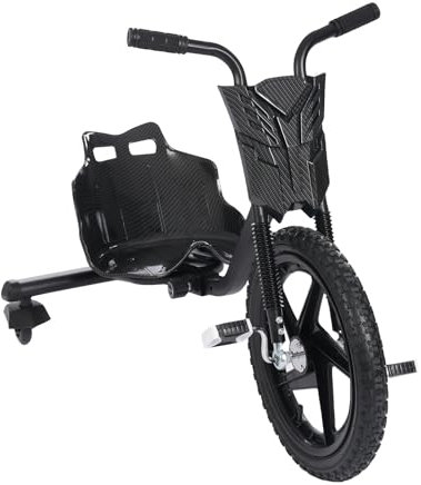 Drift Trike Kinder Driftscooter 90x68x60cm bis 80kg Hochwertiges Drifter Dreirad Rutscher mit Hinterrädern Geeignet für Kinder ab 6 Jahren (Kohlefaser Schwarz)