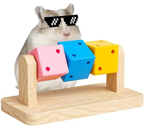 MiOYOOW Kauspielzeug für Hamster, Holzspielzeug für Kleine Haustiere zum Kauen und Spielen, Chinchillas Futtersuchspielzeug für Hamster, Meerschweinchen, Eichhörnchen, Kaninchen