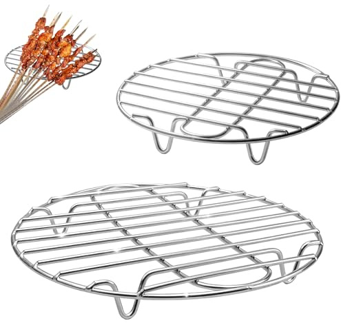 Shwdsy Horno de Enfriamiento, 2 Piezas Rejilla de Vapor de Acero Inoxidable, 20 cm y 27.5 cm, 3 cm de Altura, para Hornear, Enfriar, Cocinar al Vapor, Grill