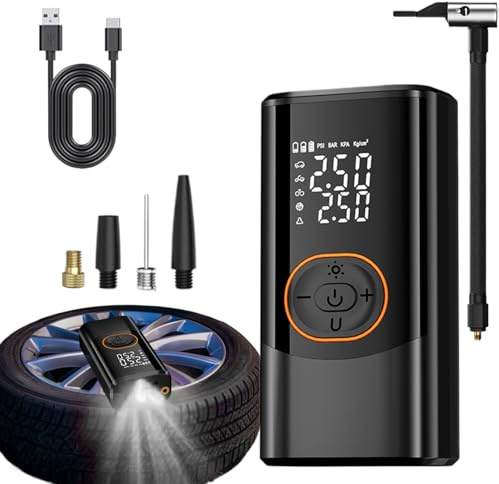 lisutupode Pompe à air électrique | Gonfleur Intelligent pour l'extérieur | sans Fil 4 Modes 3 éclairages Pompe à air électrique pour Ballons, Moto, Voiture, vélo