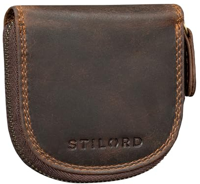 STILORD Cash Wiener Schachtel Leder Vintage Münzbörse Münzetui mit Reißverschluss Slim Minibörse Kleine Geldbörse Schüttelbörse Echt Leder Farbe:schwarz