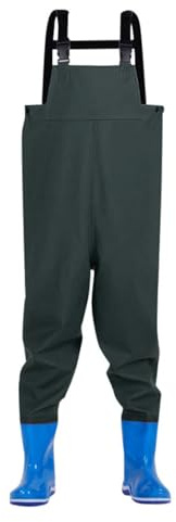 Stivaletti impermeabili per bambini, con stivali, pantaloni da pesca con tracolla regolabile, antiscivolo, in gomma, per bambini e bambine, PZC1001, 10-11 Years