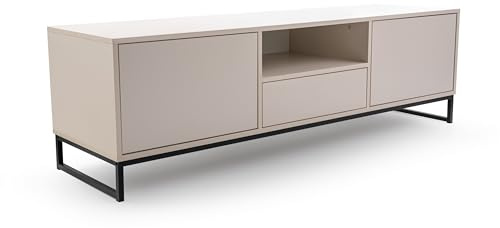 Masseno TV-Schrank AZIR 160 cm Fernsehschrank mit 1 Schubladen und 2 Türen TV-Lowboard für Wohnzimmer Modern 160x45x48,5 cm Beige