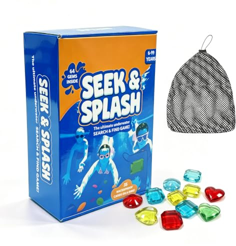 Viechoes Diamanten Tauchspiel mit Karten, Pool Spielzeug für Kinder und Familie, Tauchspielzeug Set mit 64 Edelsteinen und 35 Spielkarten, Diving Game Junior und Advanced für den Pool