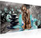 Runa Art Wandbild Buddha Orchidee 1 Teilig 100 x 40 cm Modern Bild auf Vlies Leinwand Abstrakt Wohnzimmer Schlafzimmer Türkis Grau 505312b