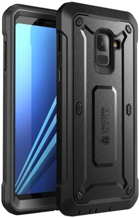 SUPCASE Unicorn Beetle Pro Rugged Holster Cover für Galaxy A8 Plus 2018, Schwarz
