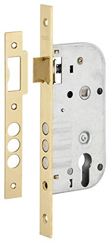 THIRARD - Caja de Cerradura Embutida para Cilindro en Puerta de Entrada - Eje 45 mm - Borde Cuadrado - Caja Acero Estampado - Frente Acero - Perno Aleación Zincada - Gris