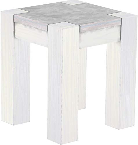 Hocker Rio Kanto Beton Weiss Pinie Massivholz Esszimmerbank Küchenbank Holzbank - Größe und Farbe wählbar Brasilmöbel