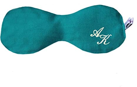 Art-Fabric Personalisiertes Bio Augenkissen Laguna I Handgefärbter Baumwollsatin I bestickt I Amaranth Lavendel Augentrost