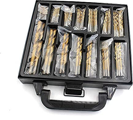 Z-LEAP Juego de brocas de titanio para metal y madera, 99 piezas de 1,5 mm a 10 mm, titanio HSS con revestimiento de acero inoxidable HSS