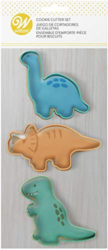 Wilton Cookie Cutter Dinosaur, 3-Teilig: Keksausstecher Dinosaurier, Ausstechformen: Triceratops, Brontosaurus und T-Rex Ausstecher, Küchenbacken, DIY - Set-3