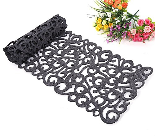 Filz Tischläufer Rechteckig Hohl Dunkelgrau Moderne Design Dekorative Tischbekleidung Platzdeckchen Esszimmerdekoration Haushaltsaccessoires