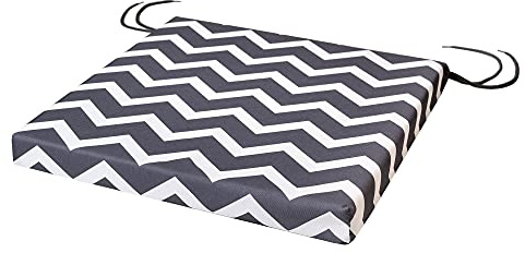 SOFTILLO Patio Chair Cushion with Seat Ties - Indoor and Outdoor Furniture Seating - Water-Resistant Polyester - Kitchen Dining, Lawn & Garden - 40x40x4cm - Zig Zag Graphite