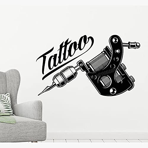 QIANGTOU Tattoo Salon Wandaufkleber Vinyl Aufkleber Tattoo Studio Logo Wandtattoo Tattoo Salon Dekor Home Office Art Decor Wallpaper 99x59cm